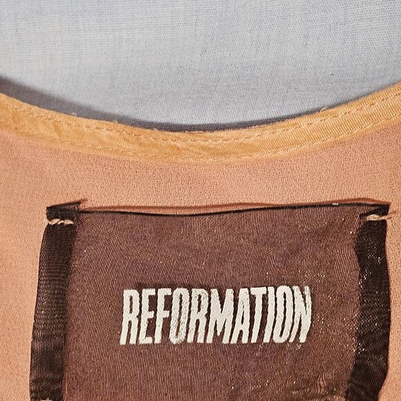 Reformation Wren Wran Wrap Mini Dress Women Size XL Peach - Picture 4 of 13